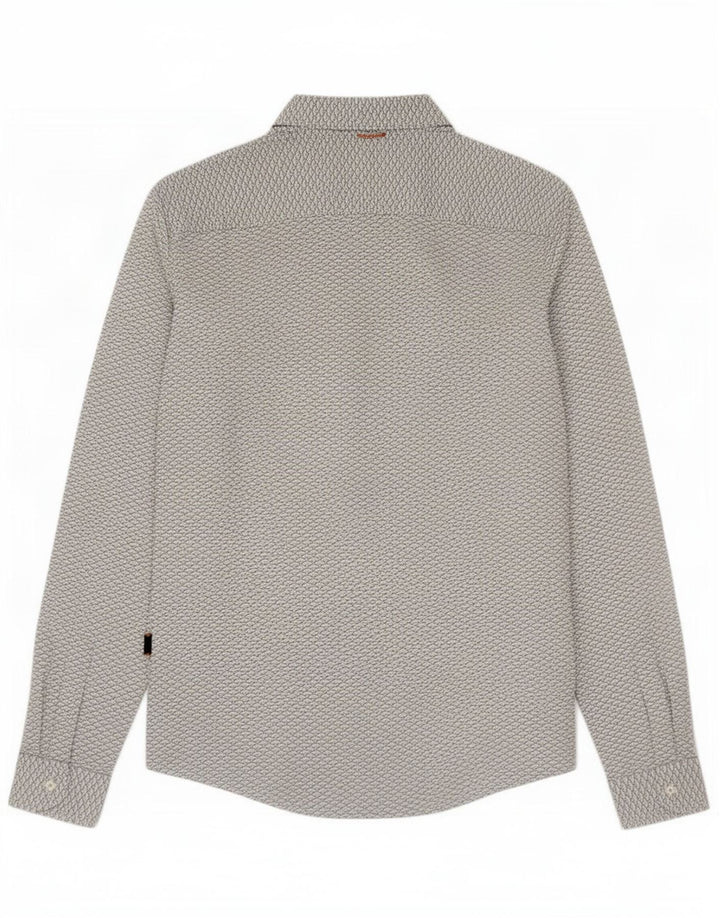 Męska koszula slim fit Hugo Boss w abstrakcyjny wzór, średnia biała bawełna