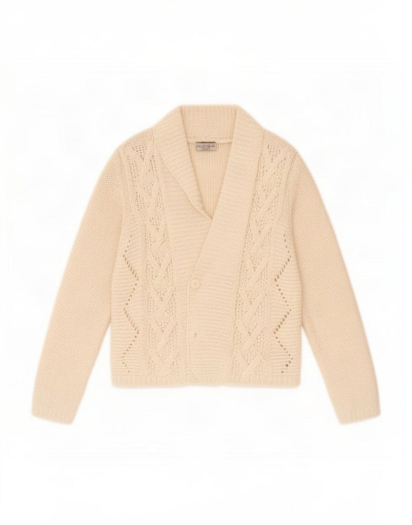 Marks & Spencer Damski sweter rozpinany UK 14, średni beż, bawełna