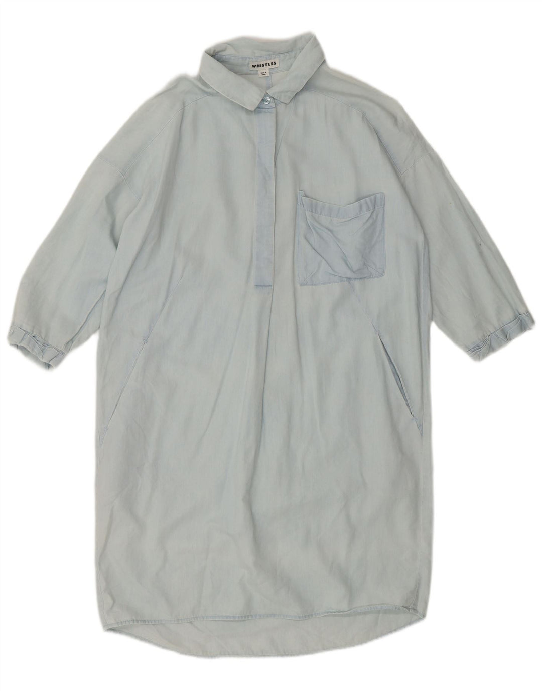 Whistles Damska luźna sukienka koszulowa z pulowerem UK 10, mała, niebieska bawełna