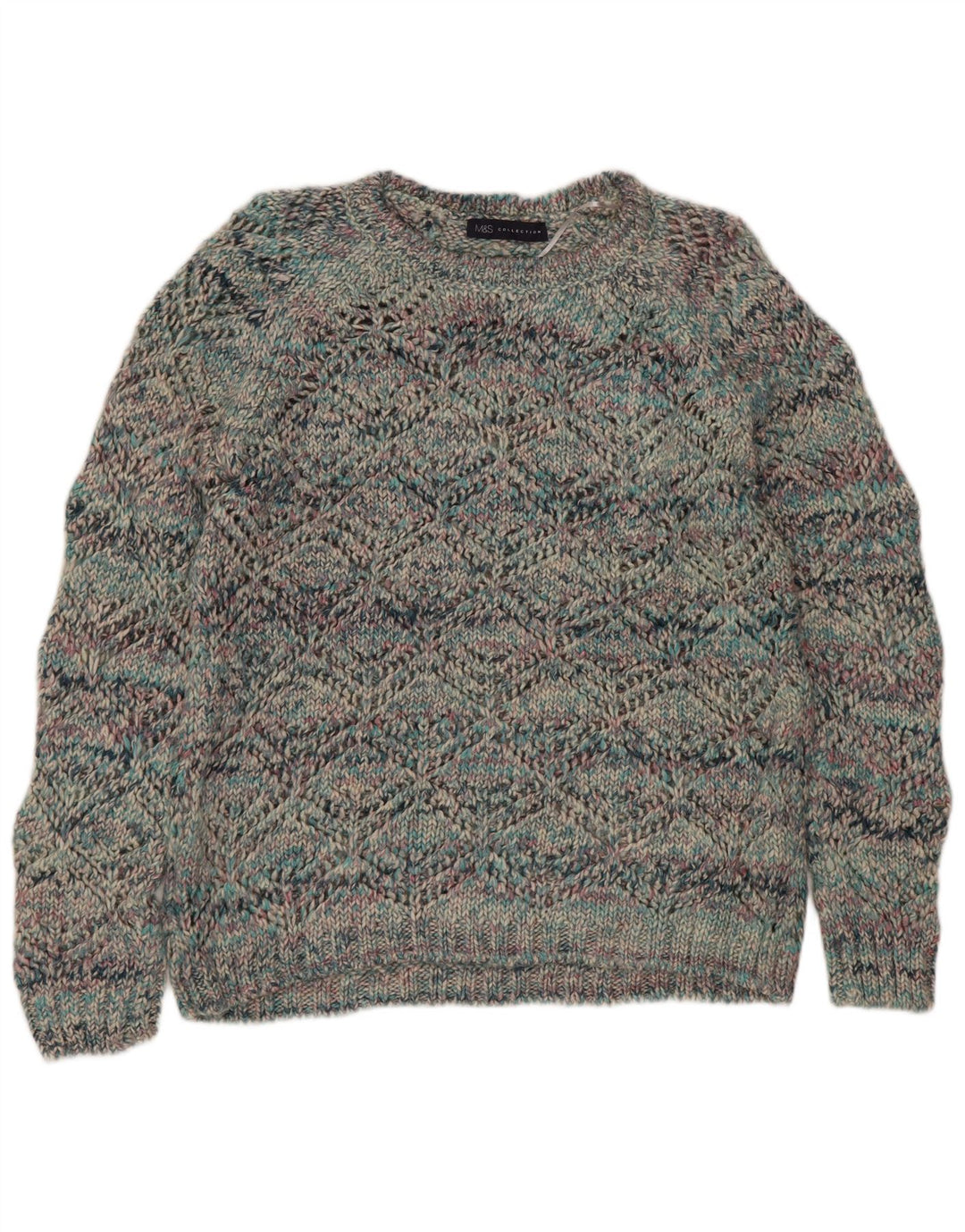 Marks & Spencer Damski sweter z dekoltem w łódkę, UK 10, mały, wielokolorowy