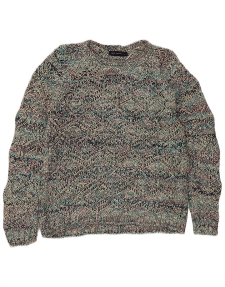 Marks & Spencer Damski sweter z dekoltem w łódkę, UK 10, mały, wielokolorowy