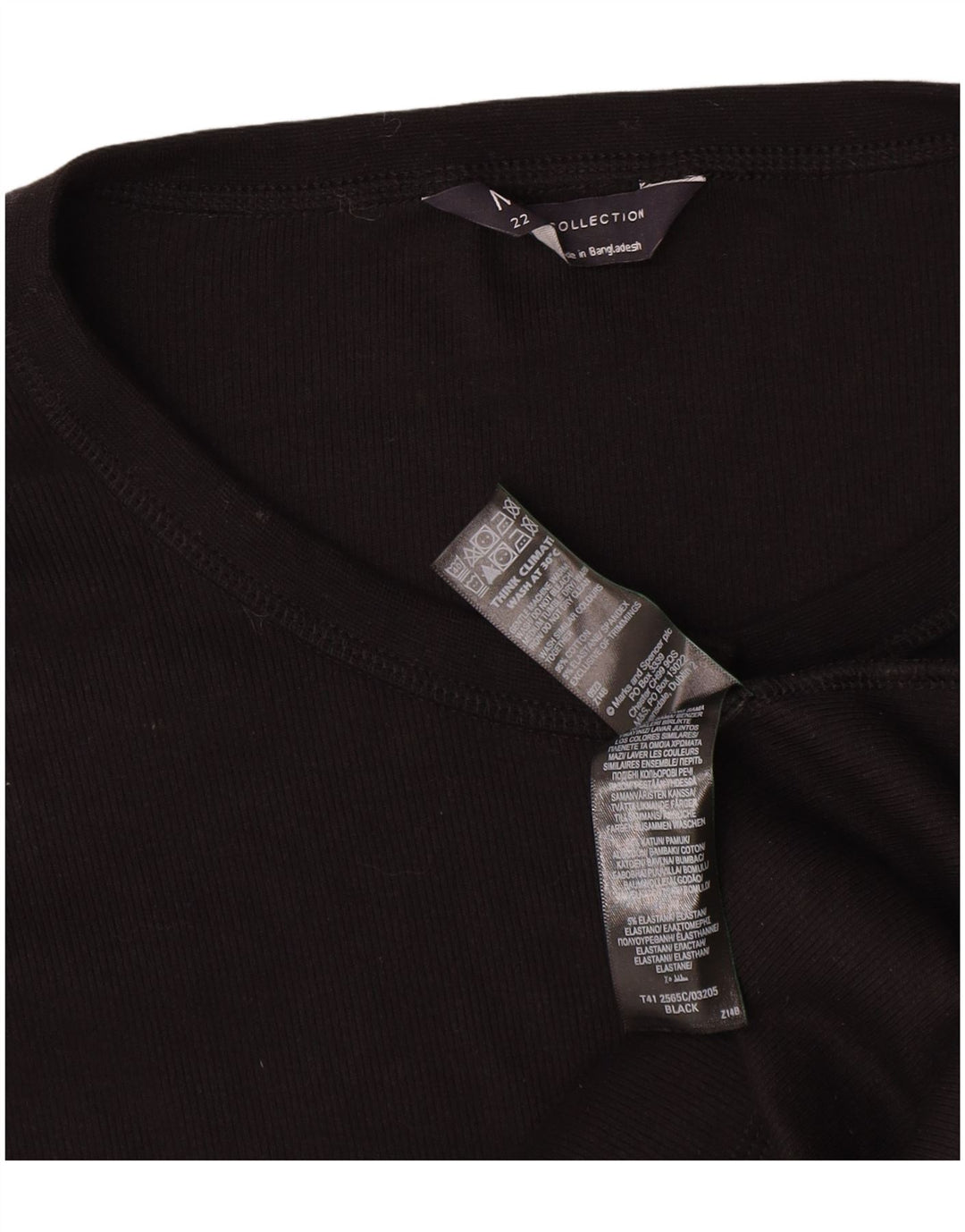 Marks & Spencer Damski top z długim rękawem, UK 22 3XL, czarny, bawełniany