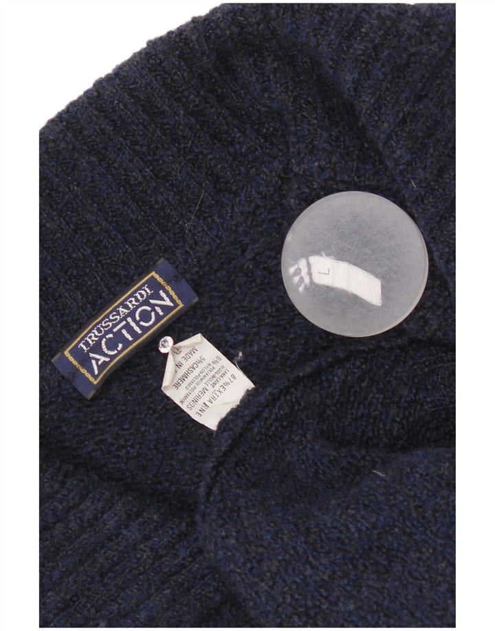 Sweter męski Trussardi, duży, granatowy, z wełny merynosów