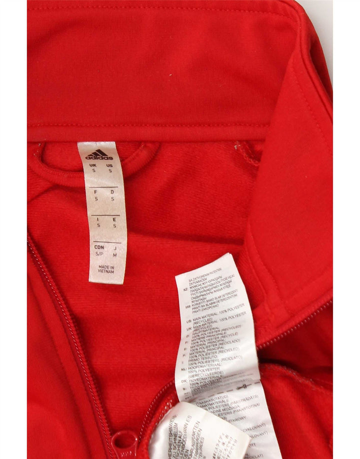 Adidas Męska bluza dresowa, mała, czerwona, poliestrowa