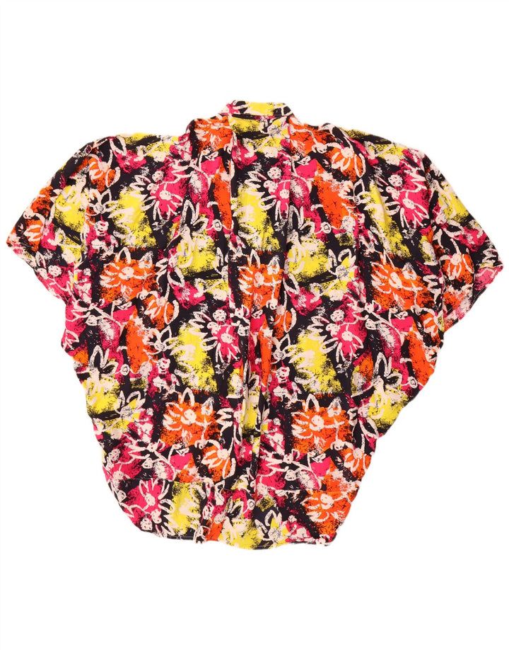 Vintage damska, oversize'owa, długa bluzka koszulowa UK 14, średnia, wielobarwna