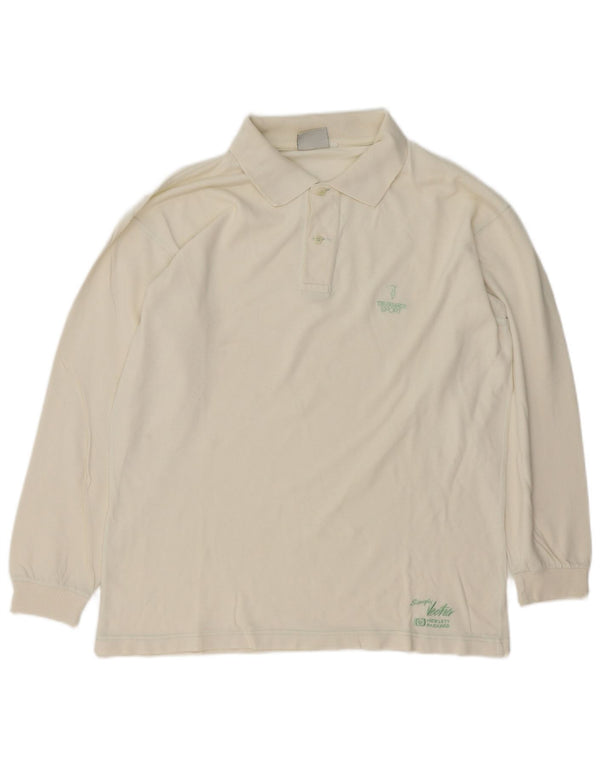Męska koszulka polo Trussardi z długim rękawem, duża, biała