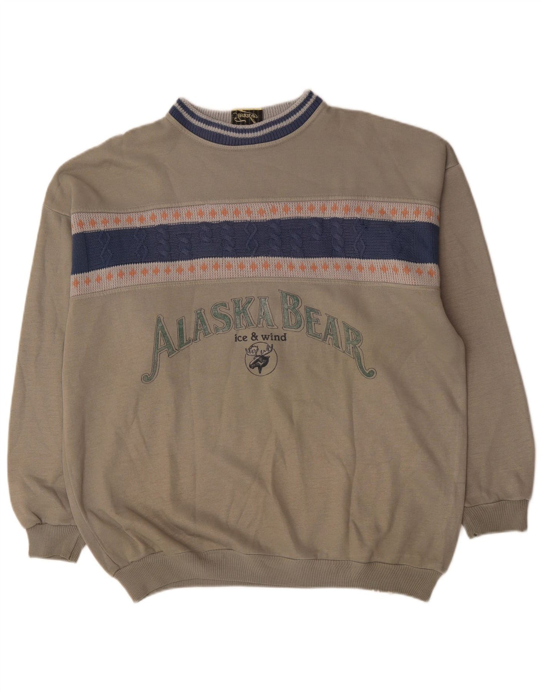 Męska bluza z grafiką w stylu vintage, sweter XL, szary, akrylowy blok kolorów