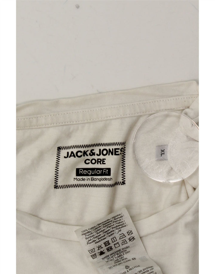 Męski T-shirt z grafiką JACK & JONES o regularnym kroju, XL, biała, bawełniana
