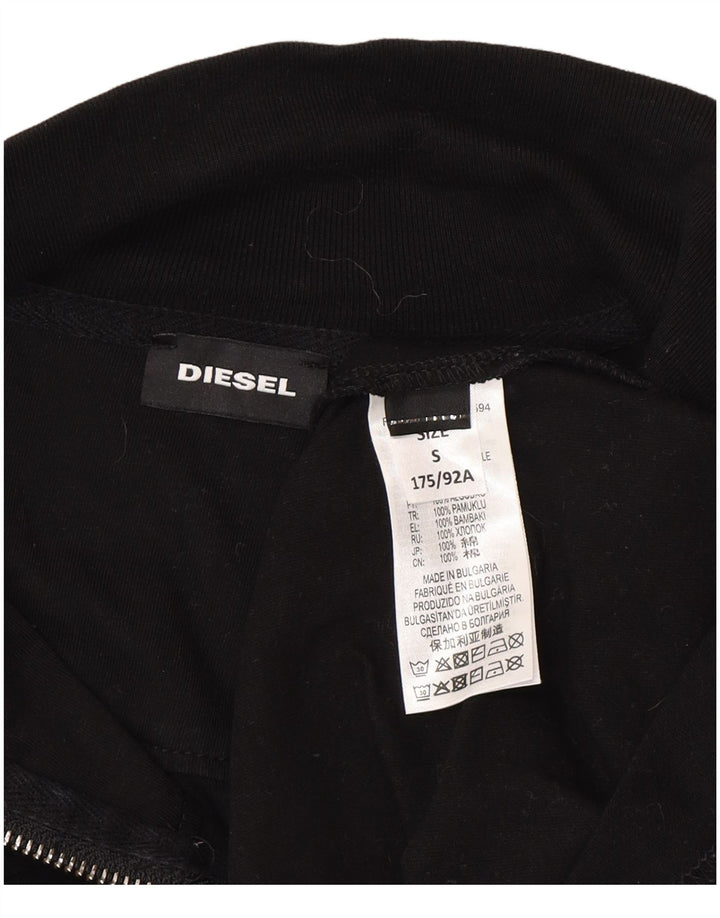 Diesel Męski sweter z grafiką i zamkiem błyskawicznym, mały, czarny, bawełniany