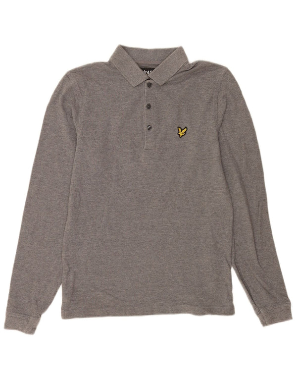 Męska koszulka polo z długim rękawem Lyle & Scott, mała, szara, bawełniana