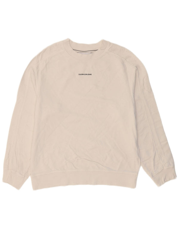 Męska bluza dresowa CALVIN KLEIN JEANS, średnia, biała, bawełniana