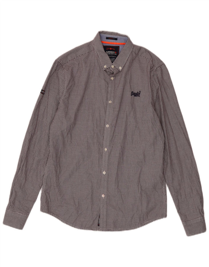 Koszula męska Superdry, bawełniana w pepitkę, średnia bordowa