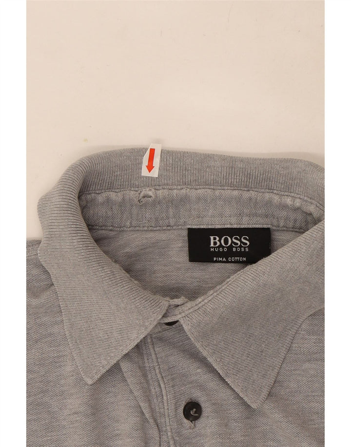 Męska koszulka polo Hugo Boss, średnia szara bawełna w cętki
