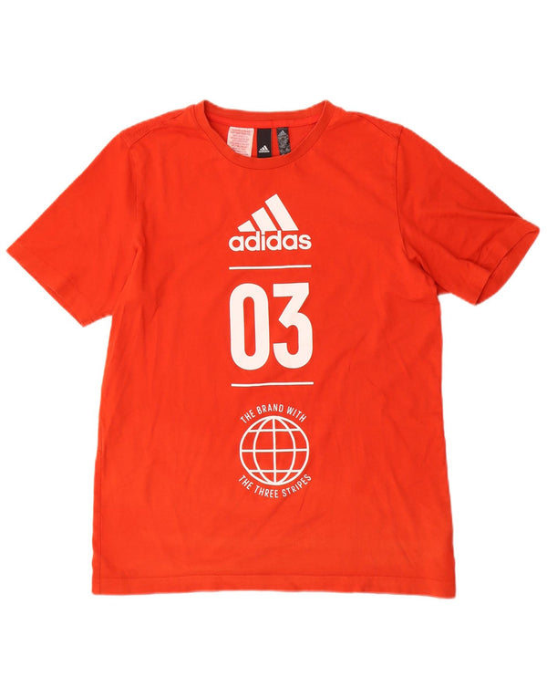 Chłopięcy T-shirt z grafiką ADIDAS, 15-16 lat, pomarańczowa, bawełniana