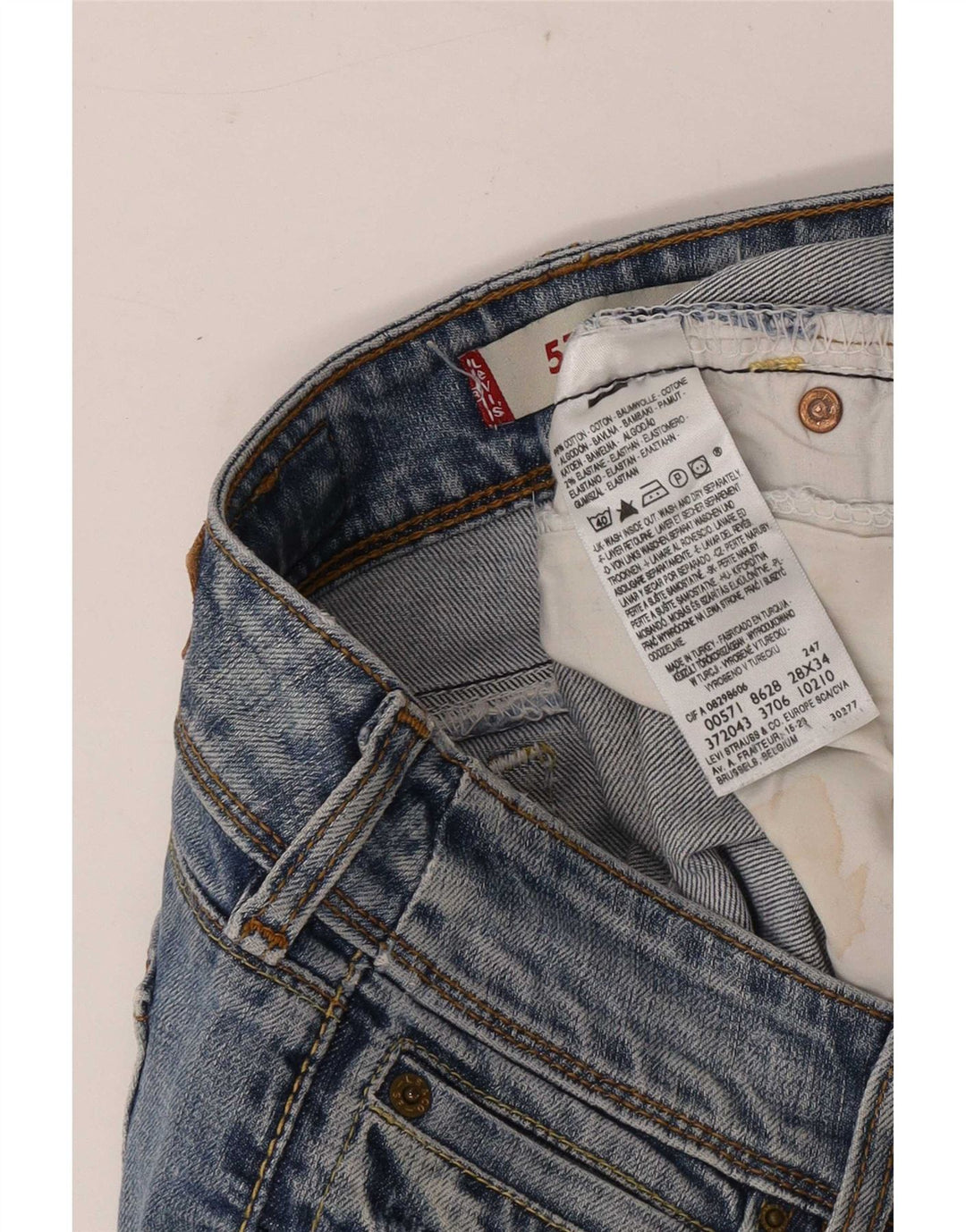 Damskie jeansy Levi's 571 Slim W28 L34 Niebieska bawełna