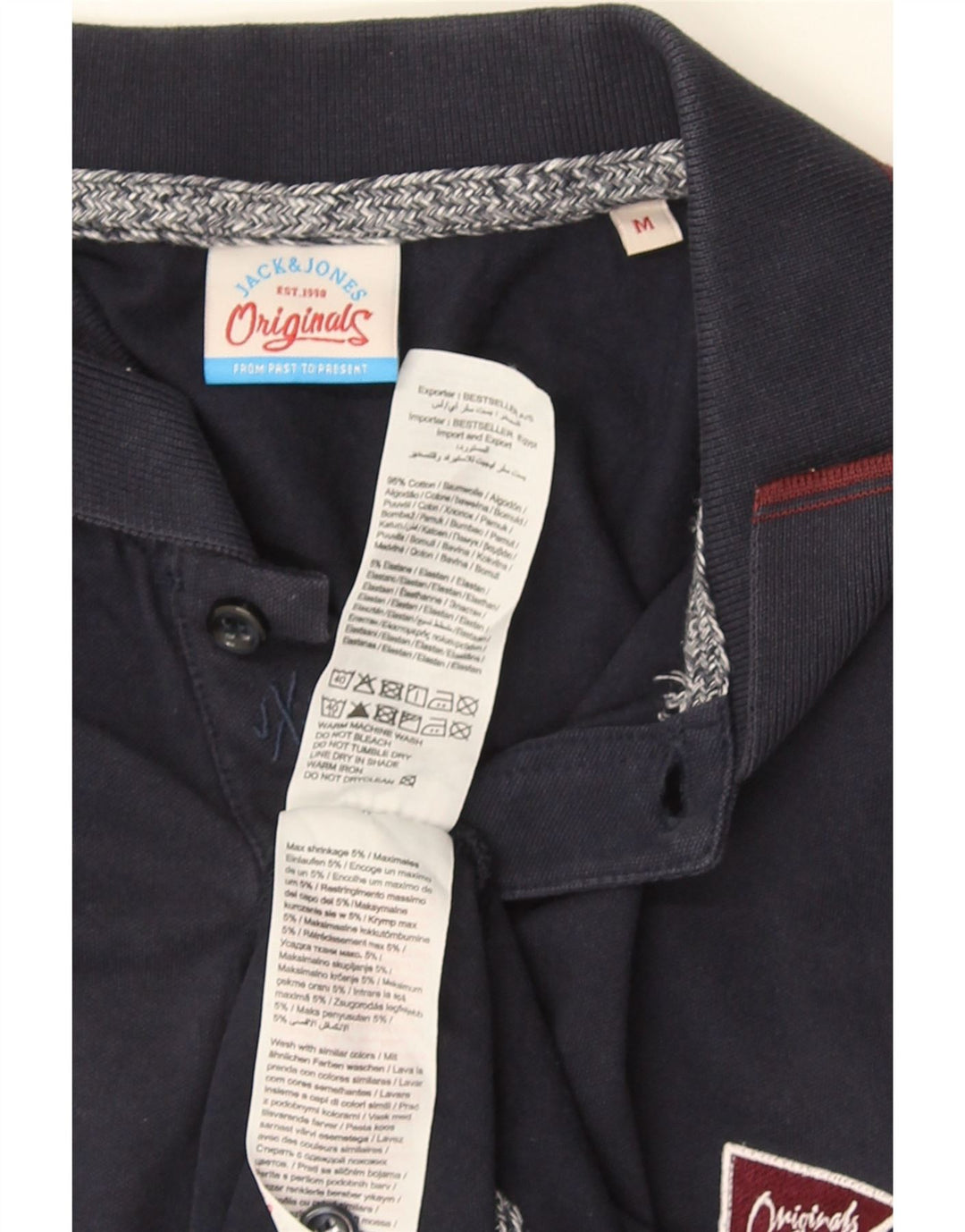 Męska koszulka polo JACK & JONES, średnia, granatowa, bawełniana