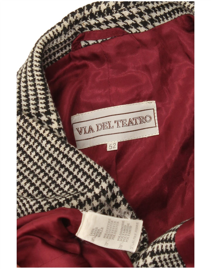 Męska marynarka zapinana na 2 guziki VINTAGE IT 52 XL Czarna wełniana pepitka