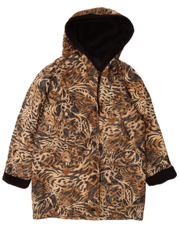 Damska kurtka parka z kapturem FUCHS & SCHMITT UK 18 XL, brązowa, ze zwierzęcym nadrukiem