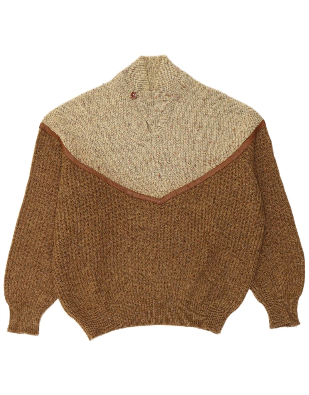 Vintage męski sweter z golfem, duży, brązowy kolor
