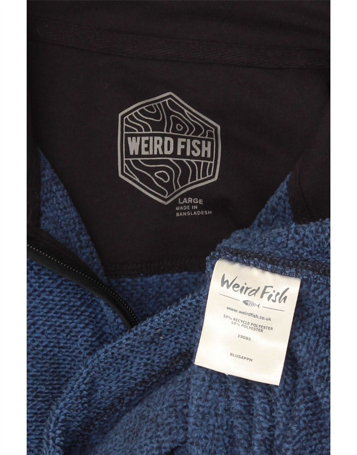 Męski sweter polarowy Weird Fish z zamkiem błyskawicznym, duży, niebieski poliester