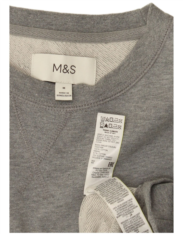 Marks & Spencer Męski sweter z bluzą, średnioszary, bawełniany w cętki