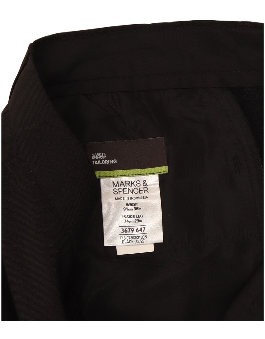 Męskie proste spodnie chino Marks & Spencer W36 L29 Czarny poliester