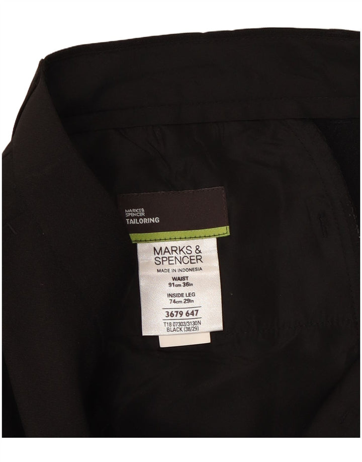 Męskie proste spodnie chino Marks & Spencer W36 L29 Czarny poliester
