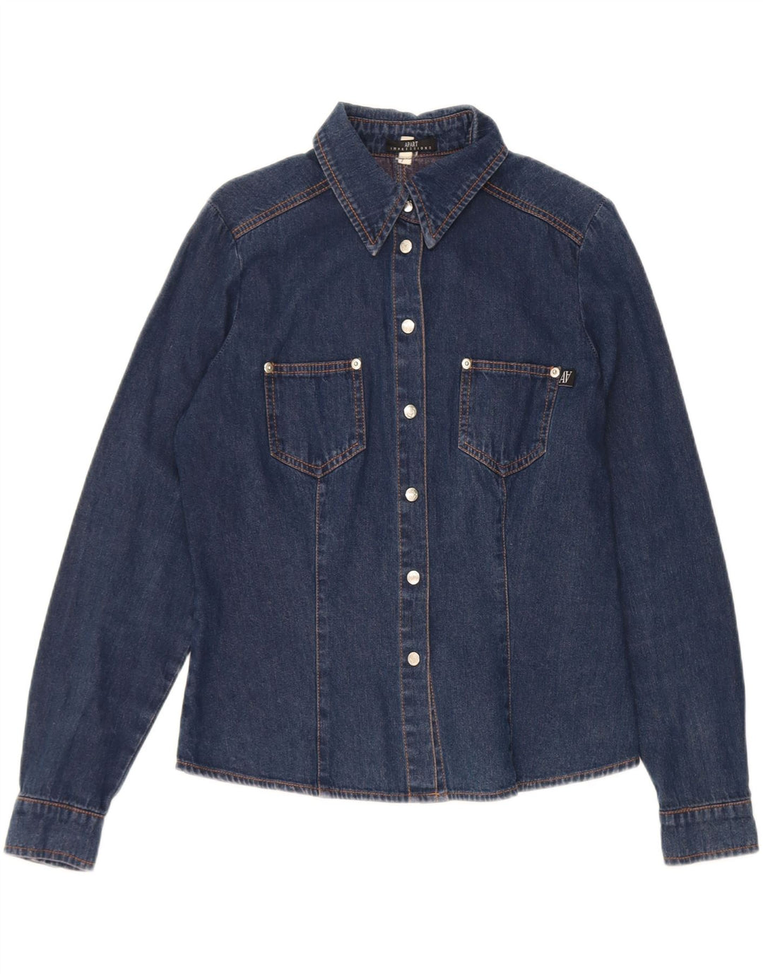 APART Womens Denim Shirt UK 12 Medium Navy Blue Cotton Vintage Apart and Second-Hand Apart from Messina Hembry 