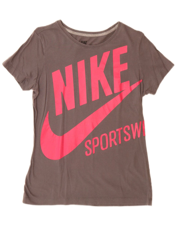 Damska koszulka Nike Slim Fit Graphic Top UK 14, duża, szara bawełna