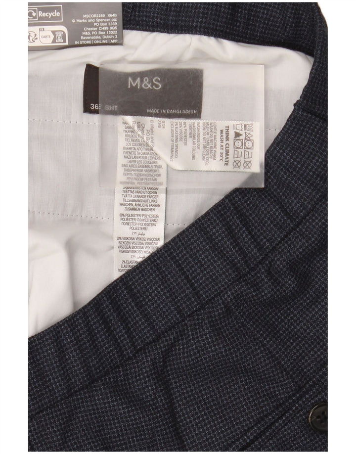 Marks & Spencer Męskie zwężane spodnie garniturowe W36 L29 Granatowy poliester