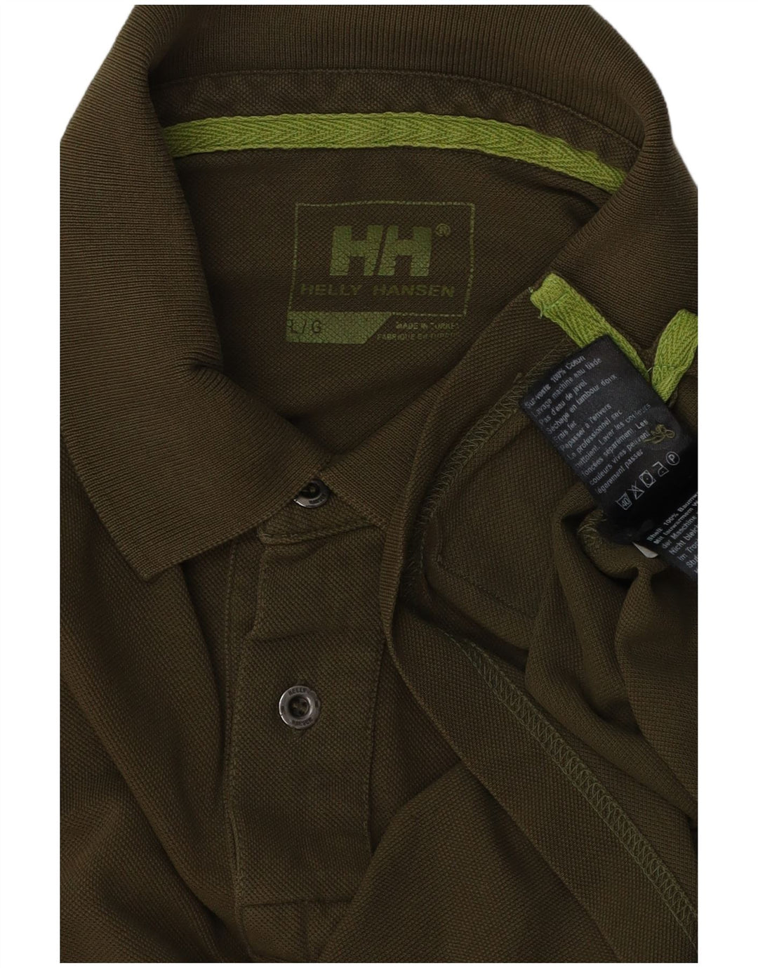 Męska koszulka polo HELLY HANSEN z grafiką, duża, bawełniana w kolorze khaki