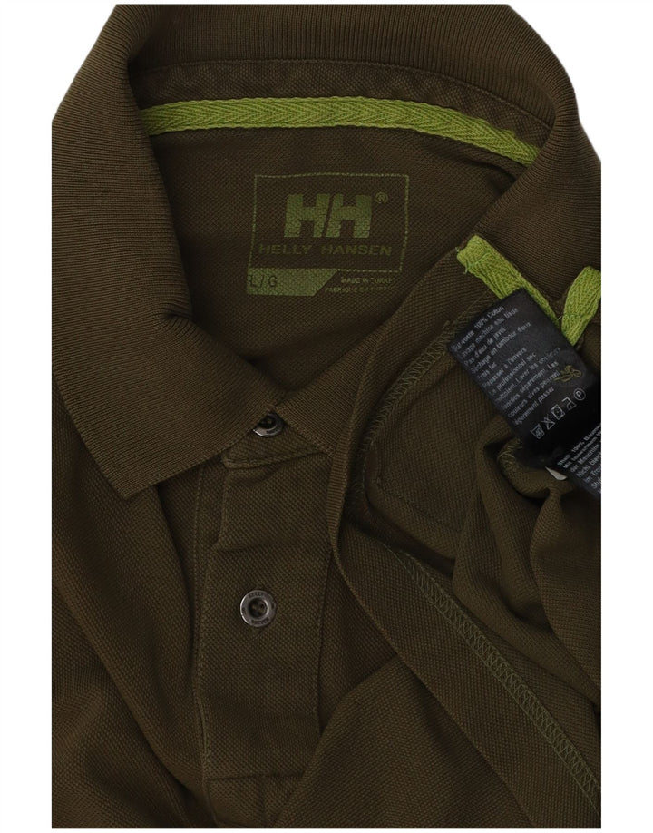 Męska koszulka polo HELLY HANSEN z grafiką, duża, bawełniana w kolorze khaki