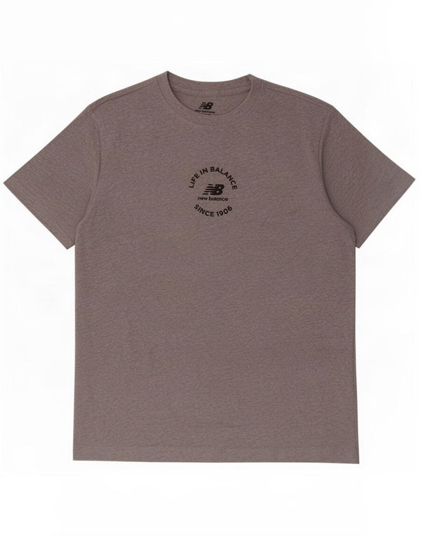 Męska koszulka z grafiką New Balance Top XS, szara bawełna