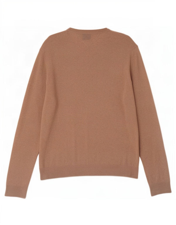 Męski sweter Tommy Hilfiger z dekoltem w kształcie litery V, XL, brązowy, bawełniany