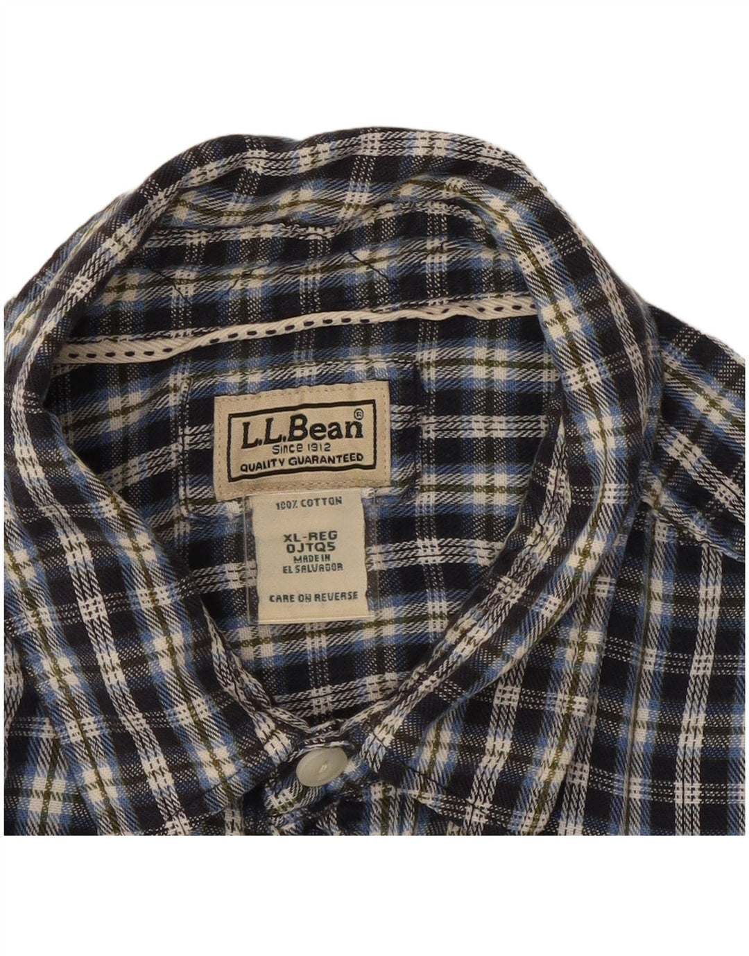 L.L.BEAN Męska koszula flanelowa XL, bawełniana w granatową kratkę