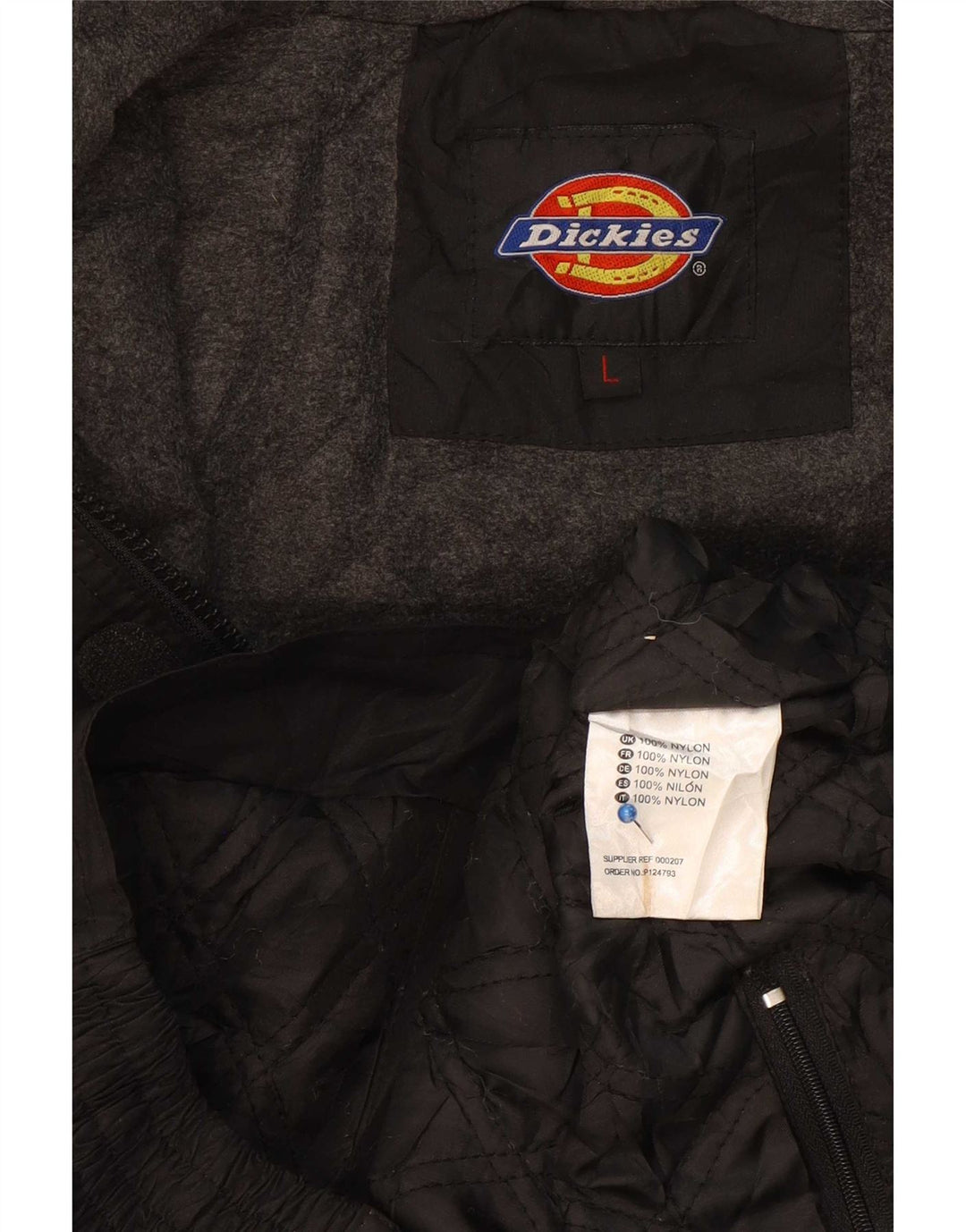 Męska kurtka bomberka z kapturem Dickies Graphic UK 40, duża, czarna nylonowa
