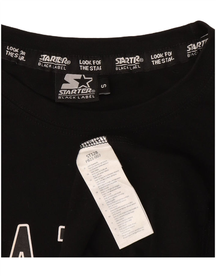 STARTER Męski T-shirt z grafiką, mały, czarny, bawełniany z blokami kolorów