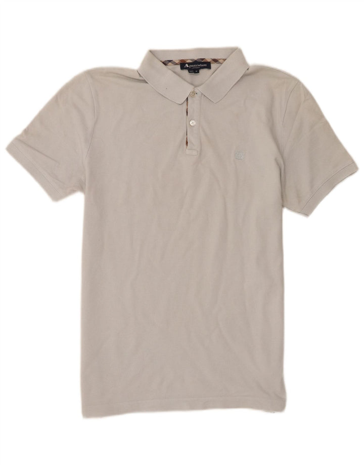 Męska koszulka polo Aquascutum, średnia szara bawełna