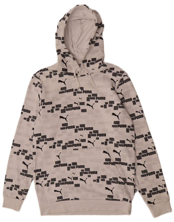 Męski sweter z kapturem Puma z grafiką, mały, biały, bawełniany