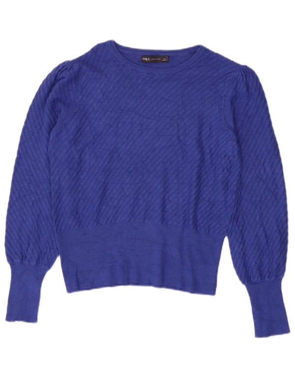 Marks & Spencer Damski sweter z dekoltem w łódkę, UK 12, średni niebieski