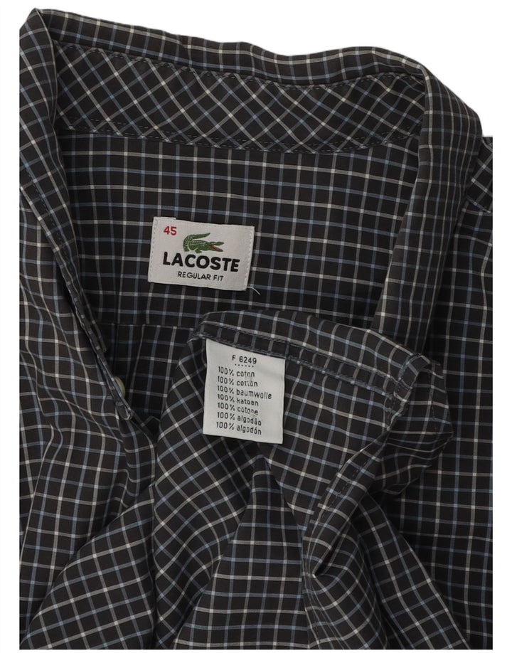 Koszula męska Lacoste o regularnym kroju, rozmiar 45 XL, bawełniana w szarą kratkę