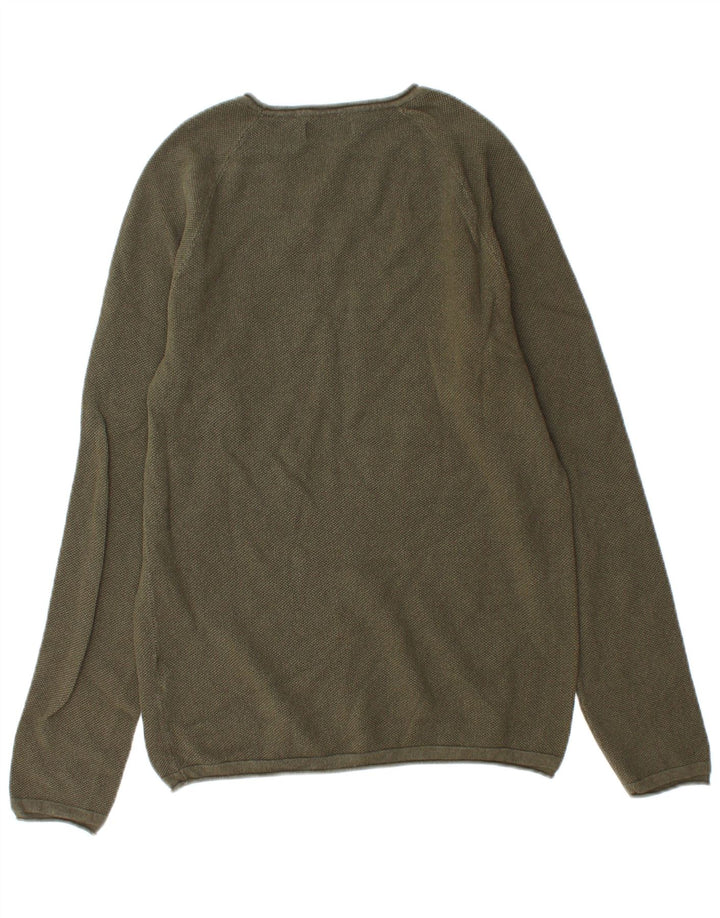 Męski sweter Jack & Jones z okrągłym dekoltem, średnio zielony, bawełniany