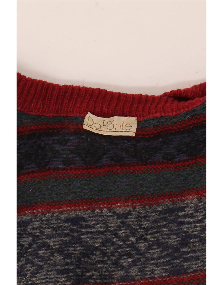 Męski sweter z okrągłym dekoltem w stylu VINTAGE, średni, wielokolorowy Fair Isle