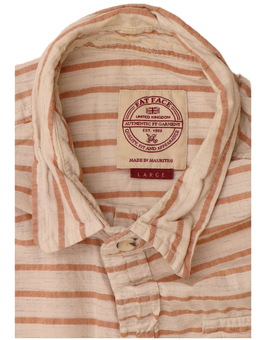 Męska koszula z krótkim rękawem Fat Face, duża, bawełniana w białe paski