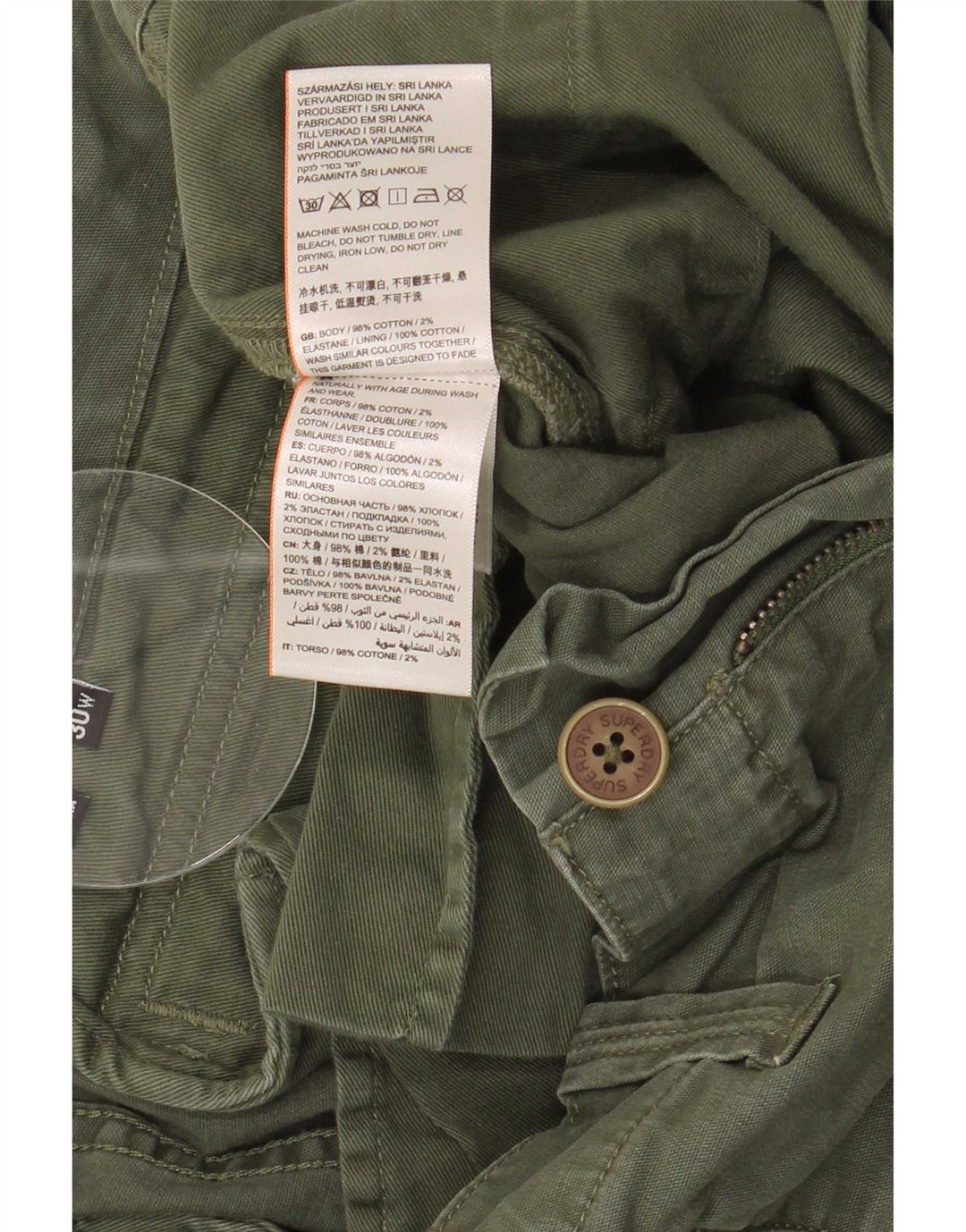 Męskie spodenki cargo Superdry W30 Średniozielona bawełna