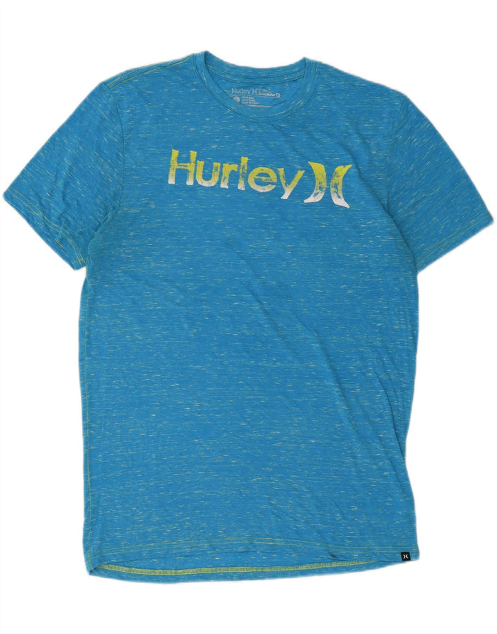 Męski T-shirt z grafiką Hurley, duży, niebieski, bawełniany cętki