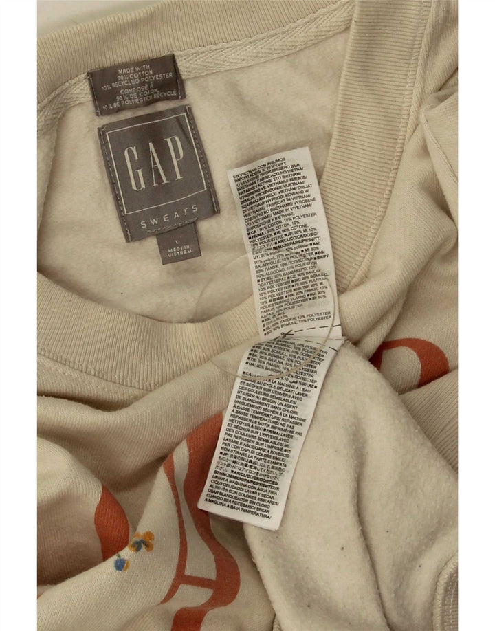 Damska bluza oversize Gap Graphic UK 16, duża w kolorze złamanej bieli, w kwiaty
