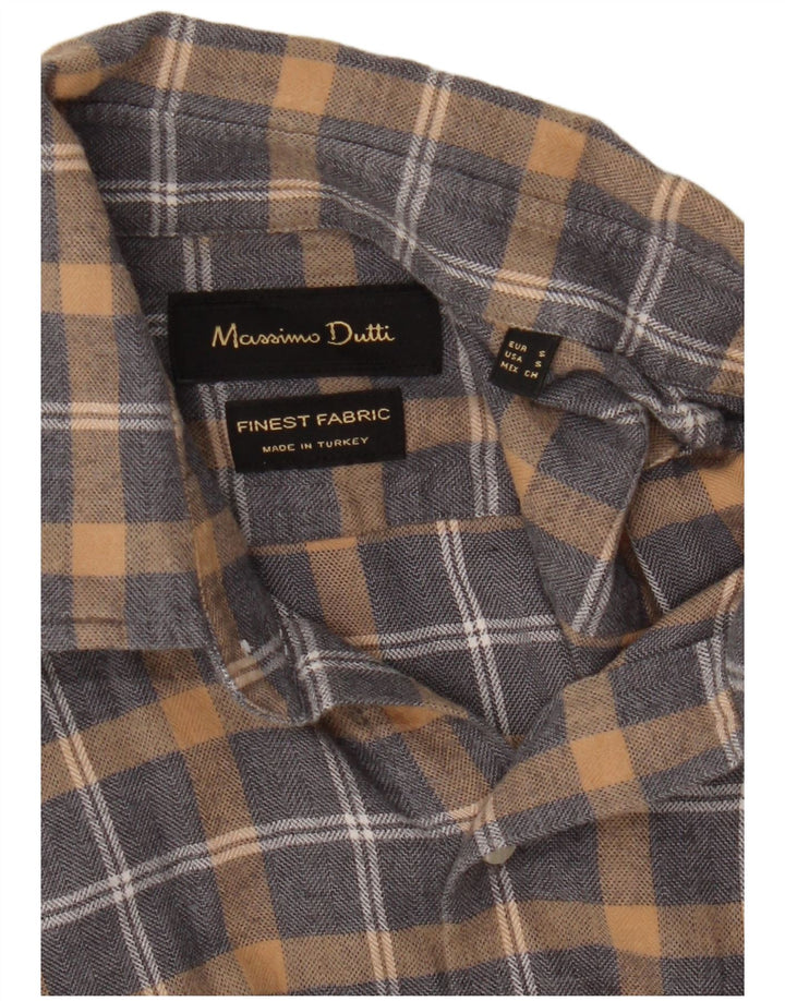 Męska koszula flanelowa Massimo Dutti w małą szarą kratkę