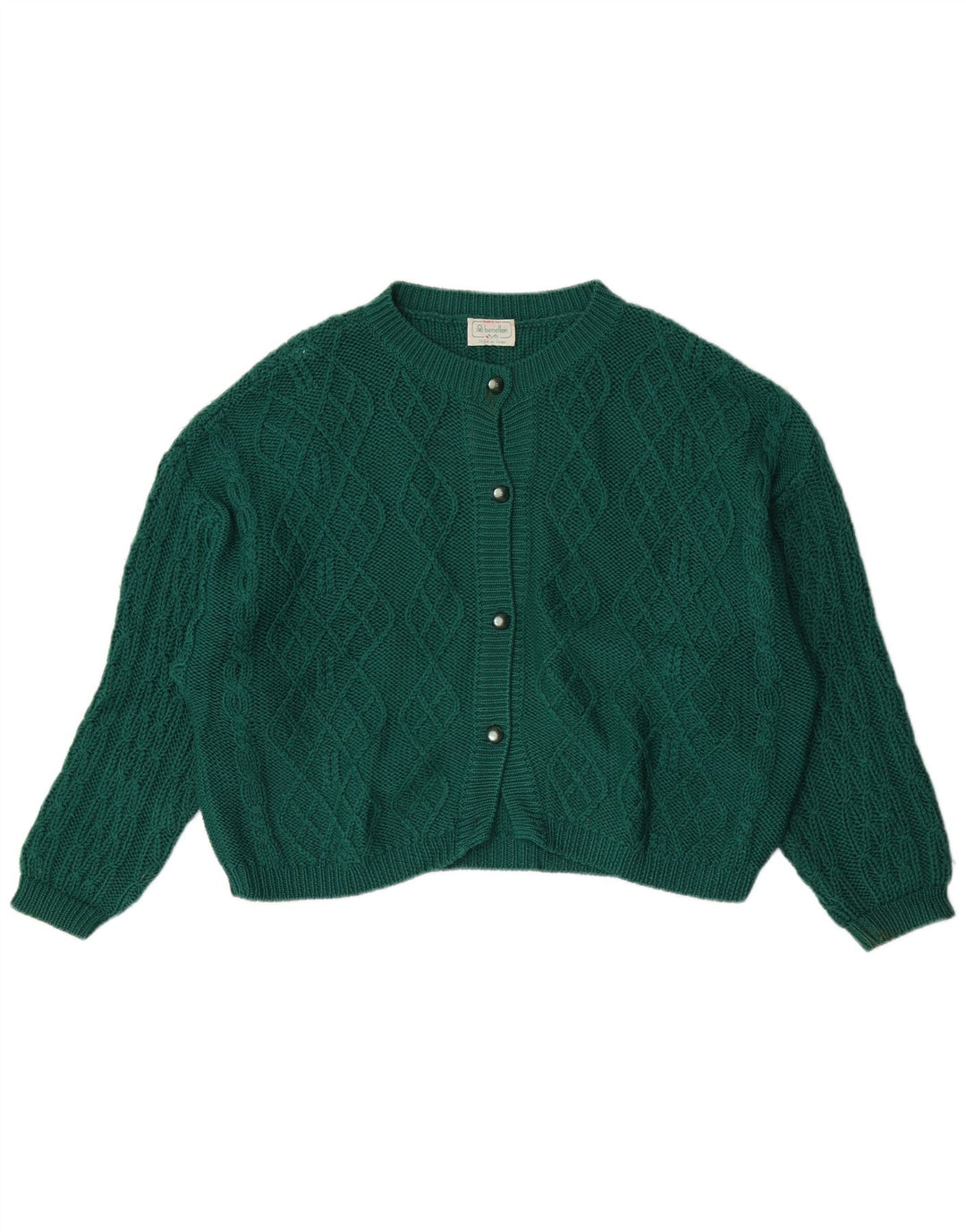 Sweter damski Benetton UK 16, duży, zielony, wełniany