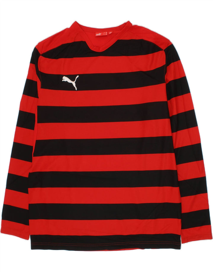 PUMA Boys Top Long Sleeve 15-16 Years Red Striped Polyester Vintage Puma and Second-Hand Puma from Messina Hembry 